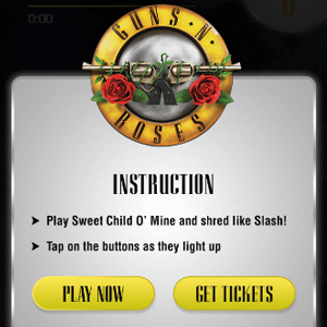 Embedded game in standard IAB format-interstitial using Bonzai's platform led to increase in ticket purchase for Guns n roses